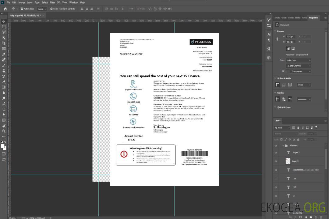 Modèle de facture de services publics pour les licences TV du Royaume-Uni aux formats Word et PDF template
